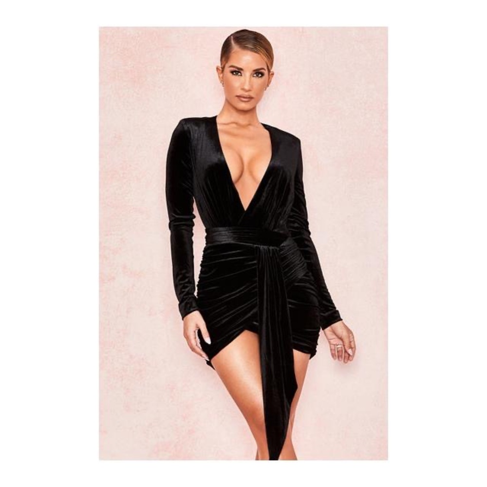 🍾 House of CB Farrah Dress in Black velvet - Size L+ / XL